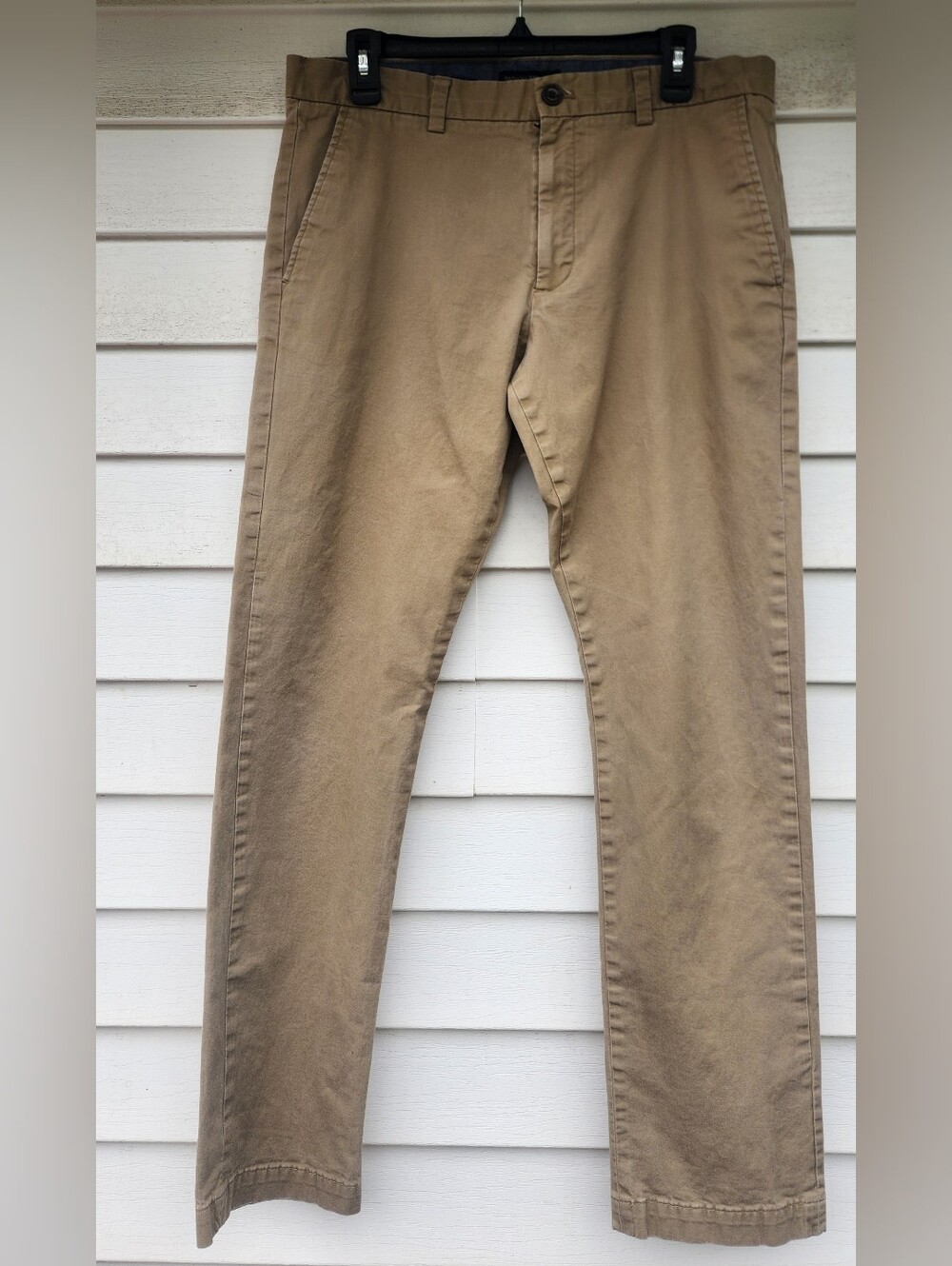 Banana Republic Mens Chino Pants Slim Fit Flat Front Fulton Skinny Beige 34x32